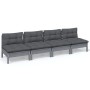 4-seater garden sofa with anthracite gray pine wood cushions by vidaXL, Outdoor sofas - Ref: Foro24-3096126, Price: 360,00 €,...