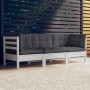 3-seater garden sofa with anthracite gray pine wood cushions by vidaXL, Outdoor sofas - Ref: Foro24-3096101, Price: 276,29 €,...