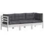 3-seater garden sofa with anthracite gray pine wood cushions by vidaXL, Outdoor sofas - Ref: Foro24-3096101, Price: 276,29 €,...