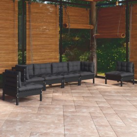 Gartenmöbel-Set 7-teilig und Kissen aus massivem Kiefernholz von vidaXL, Gartensets - Ref: Foro24-3096206, Preis: 632,99 €, R...