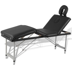 Folding massage table 4 zones black aluminum structure by vidaXL, massage tables - Ref: Foro24-110099, Price: 213,50 €, Disco...