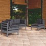 Muebles de jardín 4 piezas con cojines de madera maciza de pino de vidaXL, Conjuntos de jardín - Ref: Foro24-3096174, Precio:...