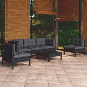 Gartenmöbel-Set 6-teilig und Kissen aus massivem Kiefernholz von vidaXL, Gartensets - Ref: Foro24-3096194, Preis: 581,95 €, R...