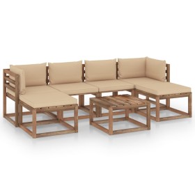 Muebles de jardín de palets 7 pzs con cojines madera impregnada de vidaXL, Conjuntos de jardín - Ref: Foro24-3067467, Precio:...