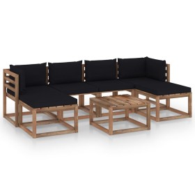 7-piece pallet garden furniture with impregnated wood cushions by vidaXL, Garden sets - Ref: Foro24-3067471, Price: 410,73 €,...