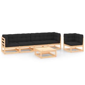 6-piece garden furniture set with solid pine wood cushions by vidaXL, Garden sets - Ref: Foro24-3083820, Price: 471,59 €, Dis...