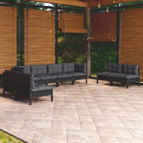 Garden furniture set 9 pieces and cushions solid pine wood by vidaXL, Garden sets - Ref: Foro24-3096242, Price: 848,43 €, Dis...