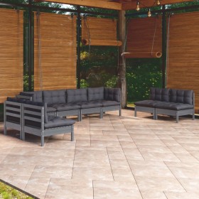 8-teiliges Gartenmöbel-Set und Kissen aus massivem Kiefernholz von vidaXL, Gartensets - Ref: Foro24-3096234, Preis: 712,75 €,...