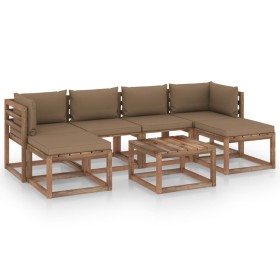 7-piece pallet garden furniture with impregnated wood cushions by vidaXL, Garden sets - Ref: Foro24-3067472, Price: 410,70 €,...