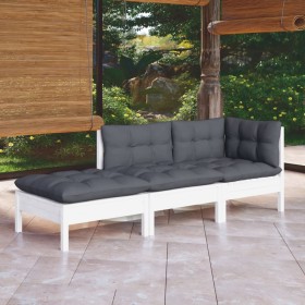 3-piece garden furniture set with solid pine wood and cushions by vidaXL, Garden sets - Ref: Foro24-3096281, Price: 245,99 €,...