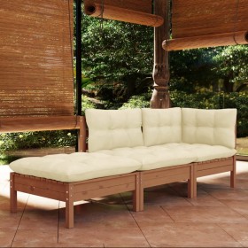 Muebles de jardín 3 piezas cojines madera maciza de pino de vidaXL, Conjuntos de jardín - Ref: Foro24-3096283, Precio: 281,99...