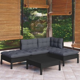 Garden furniture 5 pieces with black pine wood cushions by vidaXL, Garden sets - Ref: Foro24-3096296, Price: 432,53 €, Discou...