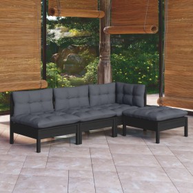 Garden furniture 4 pieces with black pine wood cushions by vidaXL, Garden sets - Ref: Foro24-3096302, Price: 397,74 €, Discou...