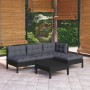 Muebles de jardín 5 pzas con cojines negro madera de pino de vidaXL, Conjuntos de jardín - Ref: Foro24-3096308, Precio: 478,4...