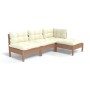 Muebles de jardín 4 pzas y cojines madera de pino marrón miel de vidaXL, Conjuntos de jardín - Ref: Foro24-3096301, Precio: 3...