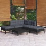 Muebles de jardín 6 pzas con cojines negro madera de pino de vidaXL, Conjuntos de jardín - Ref: Foro24-3096320, Precio: 533,7...