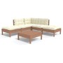 Muebles de jardín 6 pzas y cojines madera de pino marrón miel de vidaXL, Conjuntos de jardín - Ref: Foro24-3096319, Precio: 4...