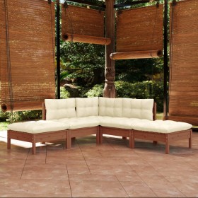 Muebles de jardín 5 pzas y cojines madera de pino marrón miel de vidaXL, Conjuntos de jardín - Ref: Foro24-3096313, Precio: 4...