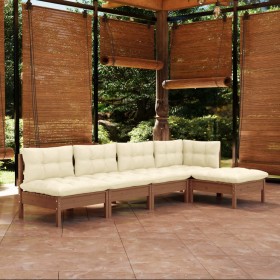 Muebles de jardín 5 pzas y cojines madera de pino marrón miel de vidaXL, Conjuntos de jardín - Ref: Foro24-3096337, Precio: 4...