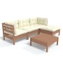 Muebles de jardín 5 pzas y cojines madera de pino marrón miel de vidaXL, Conjuntos de jardín - Ref: Foro24-3096355, Precio: 4...