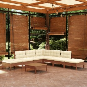 Muebles de jardín 8 pzas y cojines madera de pino marrón miel de vidaXL, Conjuntos de jardín - Ref: Foro24-3096331, Precio: 6...