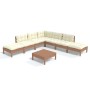 Muebles de jardín 8 pzas y cojines madera de pino marrón miel de vidaXL, Conjuntos de jardín - Ref: Foro24-3096331, Precio: 6...