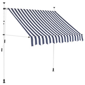 Toldo manual retráctil 150 cm azul y blanco a rayas de vidaXL, Toldos - Ref: Foro24-43219, Precio: 72,21 €, Descuento: %