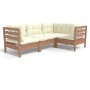 Garden furniture set 4 pieces with pine wood cushions in honey brown. by vidaXL, Garden sets - Ref: Foro24-3096373, Price: 42...