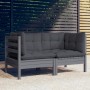 2-Sitzer-Gartensofa mit anthrazitgrauen Kissen aus Kiefernholz von vidaXL, Outdoor-Sofas - Ref: Foro24-3096012, Preis: 180,50...