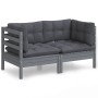 2-Sitzer-Gartensofa mit anthrazitgrauen Kissen aus Kiefernholz von vidaXL, Outdoor-Sofas - Ref: Foro24-3096012, Preis: 180,50...