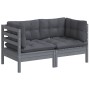 2-Sitzer-Gartensofa mit anthrazitgrauen Kissen aus Kiefernholz von vidaXL, Outdoor-Sofas - Ref: Foro24-3096012, Preis: 180,50...