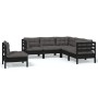 Muebles de jardín 5 pzas con cojines negro madera de pino de vidaXL, Conjuntos de jardín - Ref: Foro24-3096410, Precio: 479,6...