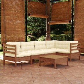 Garden furniture 6 pieces and cushions honey brown pine wood by vidaXL, Garden sets - Ref: Foro24-3096391, Price: 564,89 €, D...