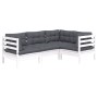 Garden furniture set 4 pieces with white cushions pine wood by vidaXL, Garden sets - Ref: Foro24-3096371, Price: 399,38 €, Di...