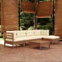 Garden furniture set 6 pieces with pine wood cushions in honey brown. by vidaXL, Garden sets - Ref: Foro24-3096367, Price: 55...