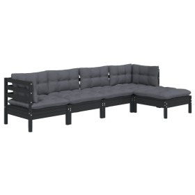 Garden furniture 5 pieces with black pine wood cushions by vidaXL, Garden sets - Ref: Foro24-3096362, Price: 445,46 €, Discou...