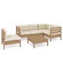 Garden furniture 6 pieces and cushions honey brown pine wood by vidaXL, Garden sets - Ref: Foro24-3096415, Price: 564,89 €, D...