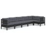 Garden furniture 6 pieces with black pine wood cushions by vidaXL, Garden sets - Ref: Foro24-3096398, Price: 580,35 €, Discou...