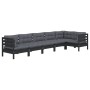 Garden furniture 6 pieces with black pine wood cushions by vidaXL, Garden sets - Ref: Foro24-3096398, Price: 580,35 €, Discou...