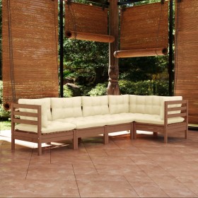 Garden furniture 5 pieces and cushions honey brown pine wood by vidaXL, Garden sets - Ref: Foro24-3096385, Price: 506,81 €, D...