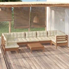 Garden furniture 8 pieces and cushions honey brown pine wood by vidaXL, Garden sets - Ref: Foro24-3096439, Price: 741,99 €, D...