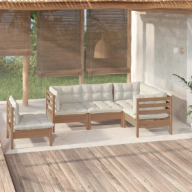 Garden furniture 5 pieces and cushions honey brown pine wood by vidaXL, Garden sets - Ref: Foro24-3096409, Price: 506,81 €, D...