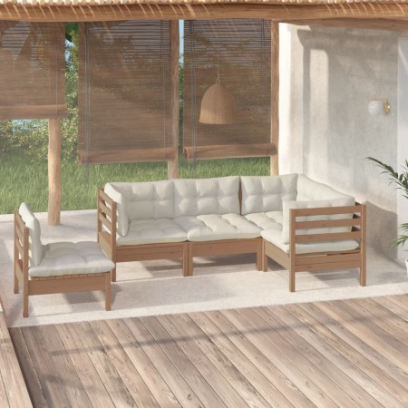 Gartenmöbel 5-teilig und Kissen aus honigbraunem Kiefernholz von vidaXL, Gartensets - Ref: Foro24-3096409, Preis: 505,99 €, R...