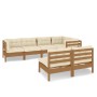 Muebles de jardín 7 pzas y cojines madera de pino marrón miel de vidaXL, Conjuntos de jardín - Ref: Foro24-3096445, Precio: 6...