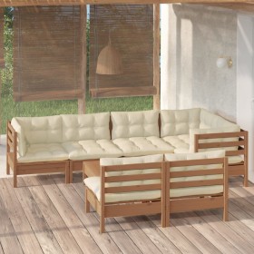 Muebles de jardín 8 pzas y cojines madera de pino marrón miel de vidaXL, Conjuntos de jardín - Ref: Foro24-3096451, Precio: 7...