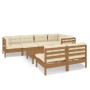 Muebles de jardín 8 pzas y cojines madera de pino marrón miel de vidaXL, Conjuntos de jardín - Ref: Foro24-3096451, Precio: 7...