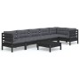 Garden furniture 7 pieces with black pine wood cushions by vidaXL, Garden sets - Ref: Foro24-3096404, Price: 672,99 €, Discou...