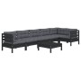 Garden furniture 7 pieces with black pine wood cushions by vidaXL, Garden sets - Ref: Foro24-3096404, Price: 672,99 €, Discou...