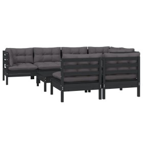 Garden furniture 8 pieces with black cushions solid pine wood by vidaXL, Garden sets - Ref: Foro24-3096452, Price: 761,99 €, ...