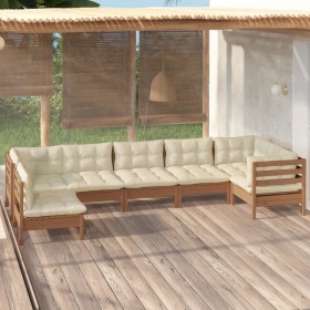 Garden furniture 7 pieces and cushions honey brown pine wood by vidaXL, Garden sets - Ref: Foro24-3096433, Price: 639,44 €, D...